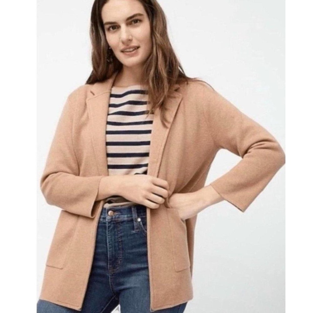 Womens NWT J. Crew Open Front Double Pocket 100% Cotton Casual Cardigan Sweater